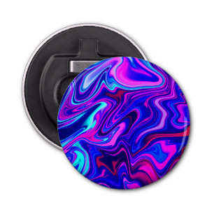 Trendy neon blauw roze turquoise Abstract Button Flesopener
