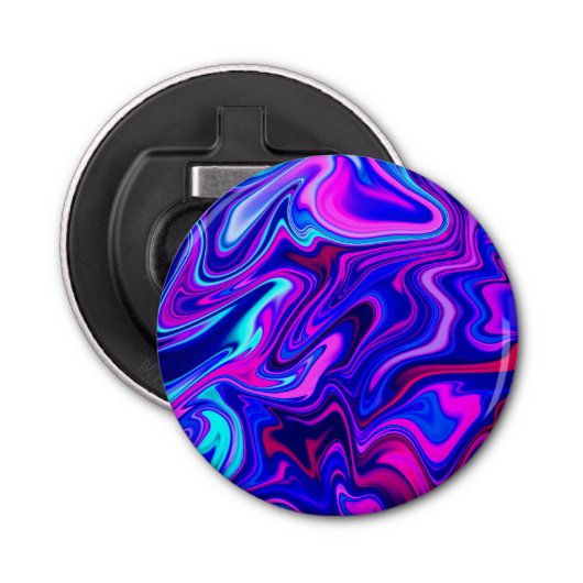 Trendy neon blauw roze turquoise Abstract Button Flesopener (Voorkant)