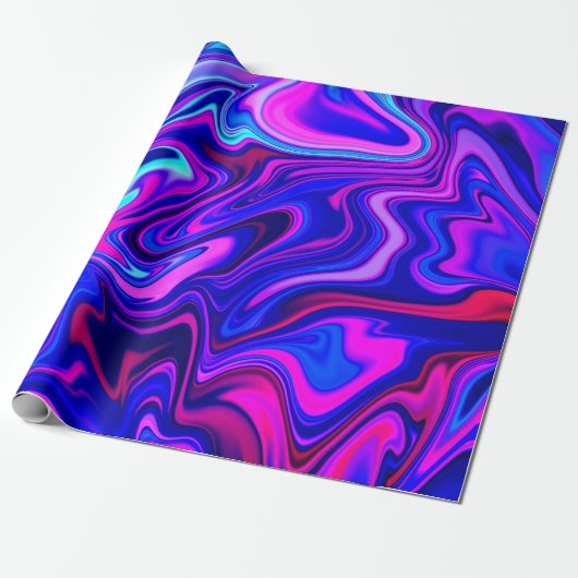 Trendy neon blauw roze turquoise Abstract Cadeaupapier (Uitgerold)