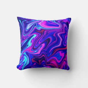Trendy neon blauw roze turquoise Abstract Kussen