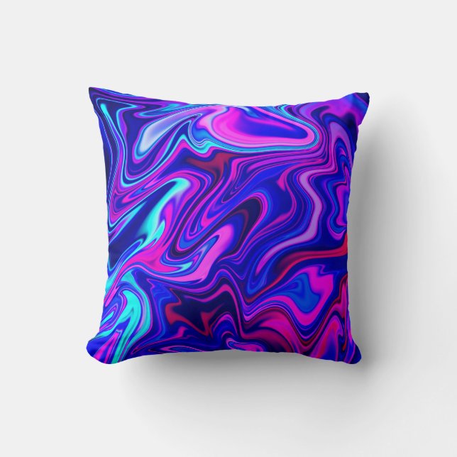 Trendy neon blauw roze turquoise Abstract Kussen (Voorkant)