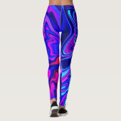 Trendy neon blauw roze turquoise Abstract Leggings (Achterkant)