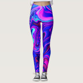 Trendy neon blauw roze turquoise Abstract Leggings (Voorkant)