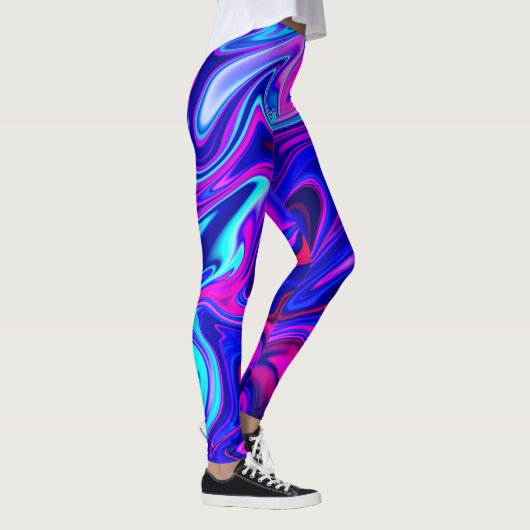 Trendy neon blauw roze turquoise Abstract Leggings (Rechts)