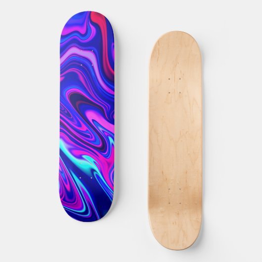 Trendy neon blauw roze turquoise Abstract Persoonlijk Skateboard (Voorkant)
