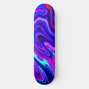 Trendy neon blauw roze turquoise Abstract Persoonlijk Skateboard