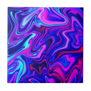 Trendy neon blauw roze turquoise Abstract Tegeltje
