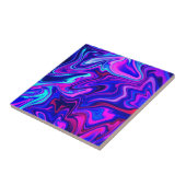 Trendy neon blauw roze turquoise Abstract Tegeltje (Zijkant)