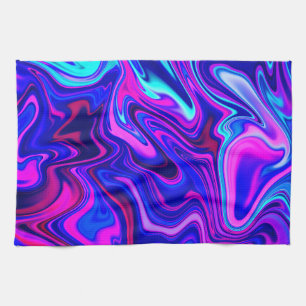 Trendy neon blauw roze turquoise Abstract Theedoek