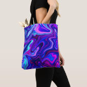 Trendy neon blauw roze turquoise Abstract Tote Bag (Dichtbij)