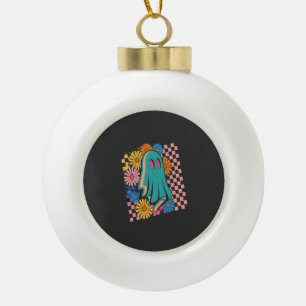 Trendy Neon Bloemige Geest Halloween Keramische Bal Ornament
