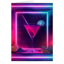 Trendy Neon Cocktail Glass Wenskaart