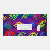 Trendy Neon Colorful Eyes Pattern Bureaumat (Keyboard & Muis)