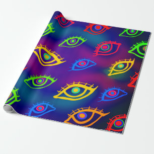 Trendy Neon Colorful Eyes Pattern Cadeaupapier