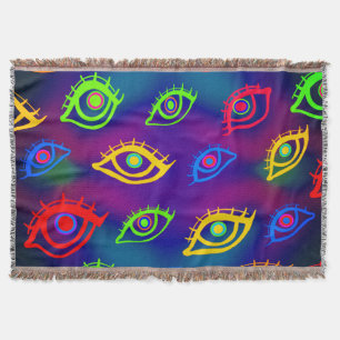Trendy Neon Colorful Eyes Pattern Deken
