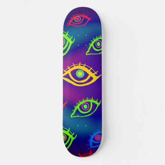 Trendy Neon Colorful Eyes Pattern Persoonlijk Skateboard (Voorkant)