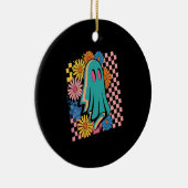 Trendy Neon Floral Ghost Halloween Keramisch Ornament (Rechts)