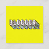 Trendy neon gele 3d typografie blogger minimal vierkante visitekaartje (Voorkant)
