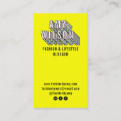 Trendy neon gele 3d typografie blogger minimal visitekaartje (Achterkant)