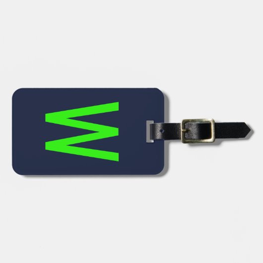 Trendy Neon Green Monogram Bagagelabel (Voorkant horizontaal)