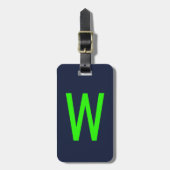 Trendy Neon Green Monogram Bagagelabel (Voorkant verticaal)