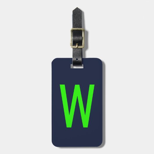 Trendy Neon Green Monogram Bagagelabel (Voorkant verticaal)