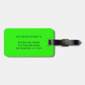 Trendy Neon Green Monogram Bagagelabel (Achterkant horizontaal)