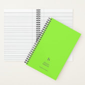 Trendy Neon Groen Modern Monogram Notitieboek (Binnen)
