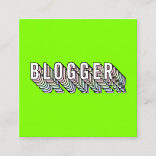 Trendy neon groene 3d typografie blogger minimal vierkante visitekaartje