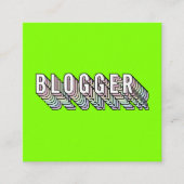 Trendy neon groene 3d typografie blogger minimal vierkante visitekaartje (Voorkant)