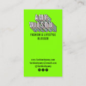 Trendy neon groene 3d typografie blogger minimal visitekaartje (Achterkant)