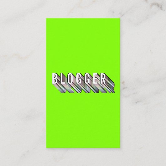 Trendy neon groene 3d typografie blogger minimal visitekaartje (Voorkant)