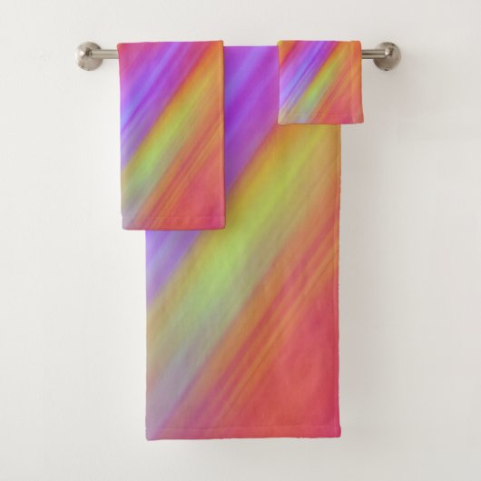 Trendy Neon Helder Rood Roze Geel Abstract Bad Handdoek (Insitu)