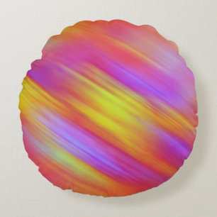 Trendy Neon Helder Rood Roze Geel Abstract Rond Kussen