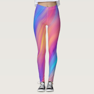 Trendy Neon Helderblauw Roze Geel Abstract Leggings
