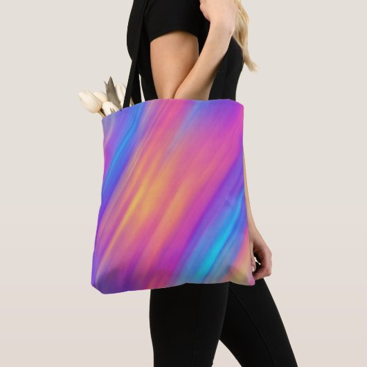 Trendy Neon Helderblauw Roze Geel Abstract Tote Bag (Dichtbij)