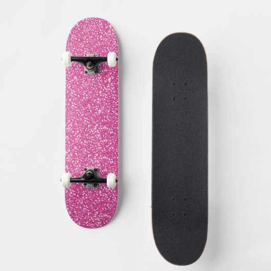 Trendy Neon Hot Pink Glitter Skateboard (Voorkant)