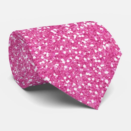 Trendy Neon Hot Pink Glitter Stropdas (Opgerold)
