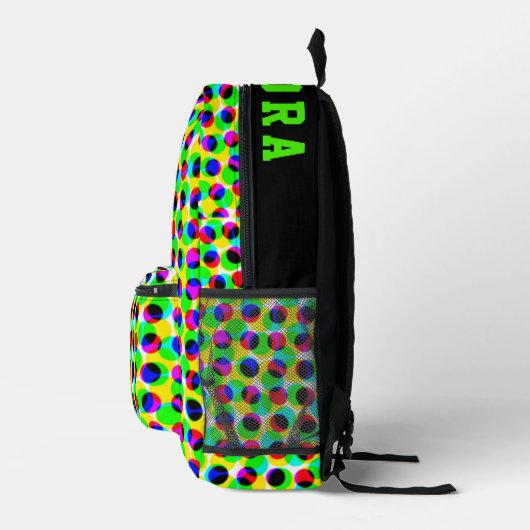 Trendy Neon Kleurrijke Geometrische Cirkellichten  Bedrukte Rugzak (Rechts)