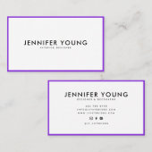 Trendy neon paarse minimalistische moderne profess visitekaartje (Voorkant / Achterkant)