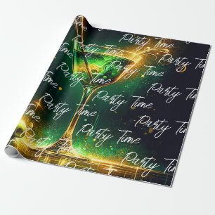 Trendy Neon Party Time gepersonaliseerd Cadeaupapier