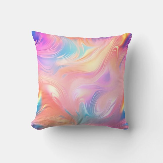 Trendy neon Pink Blue yellow abstract waves Kussen (Voorkant)