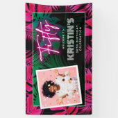 Trendy Neon Pink Tropical 50th Verjaardag Welkom Spandoek (Verticaal)