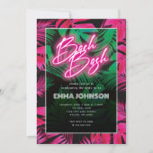 Trendy Neon Pink Tropical Bachelorette Party Kaart (Voorkant)