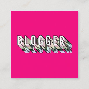 Trendy neon roze 3d typografiblogger minimaal vierkante visitekaartje