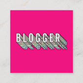 Trendy neon roze 3d typografiblogger minimaal vierkante visitekaartje (Voorkant)