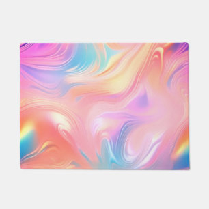 Trendy neon roze blauw geel abstracte golven deurmat