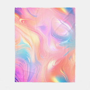Trendy neon roze blauw geel abstracte golven fleece deken