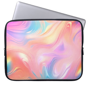 Trendy neon roze blauw geel abstracte golven laptop sleeve