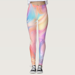 Trendy neon roze blauw geel abstracte golven leggings